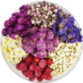 玫瑰花桃花红巧梅贡菊组合